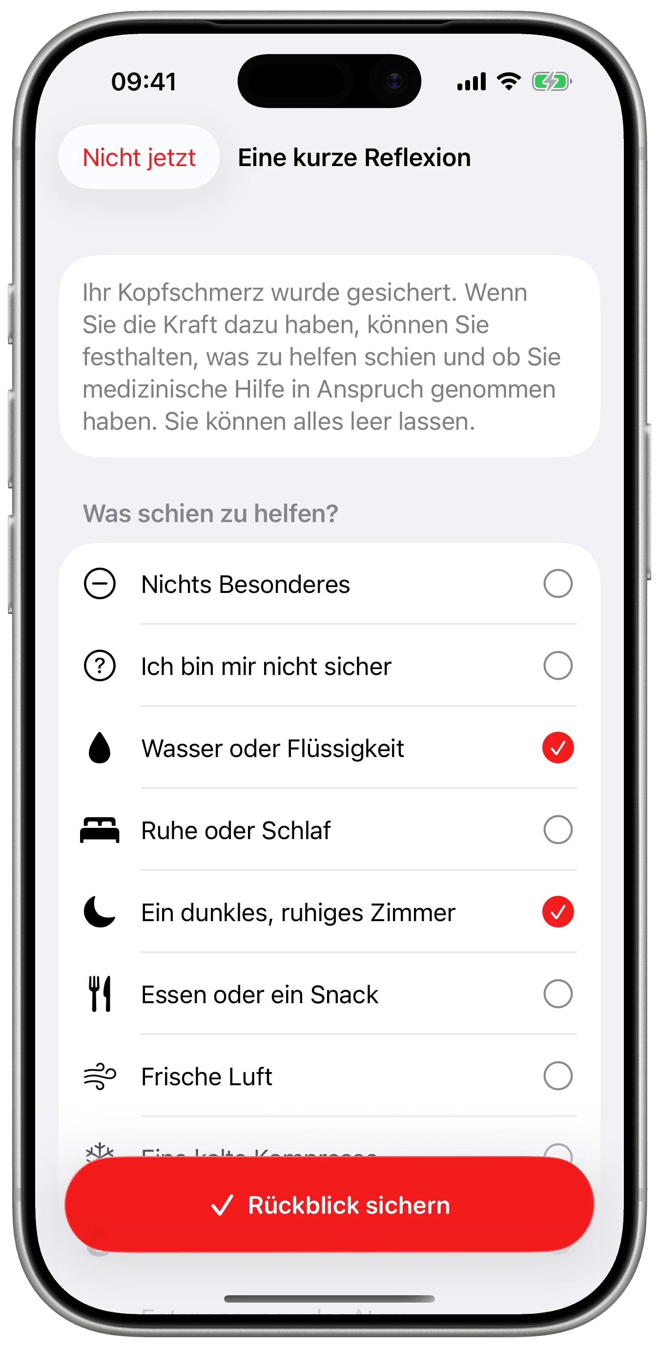 Was hat wirklich geholfen? in Cefalea für iPhone