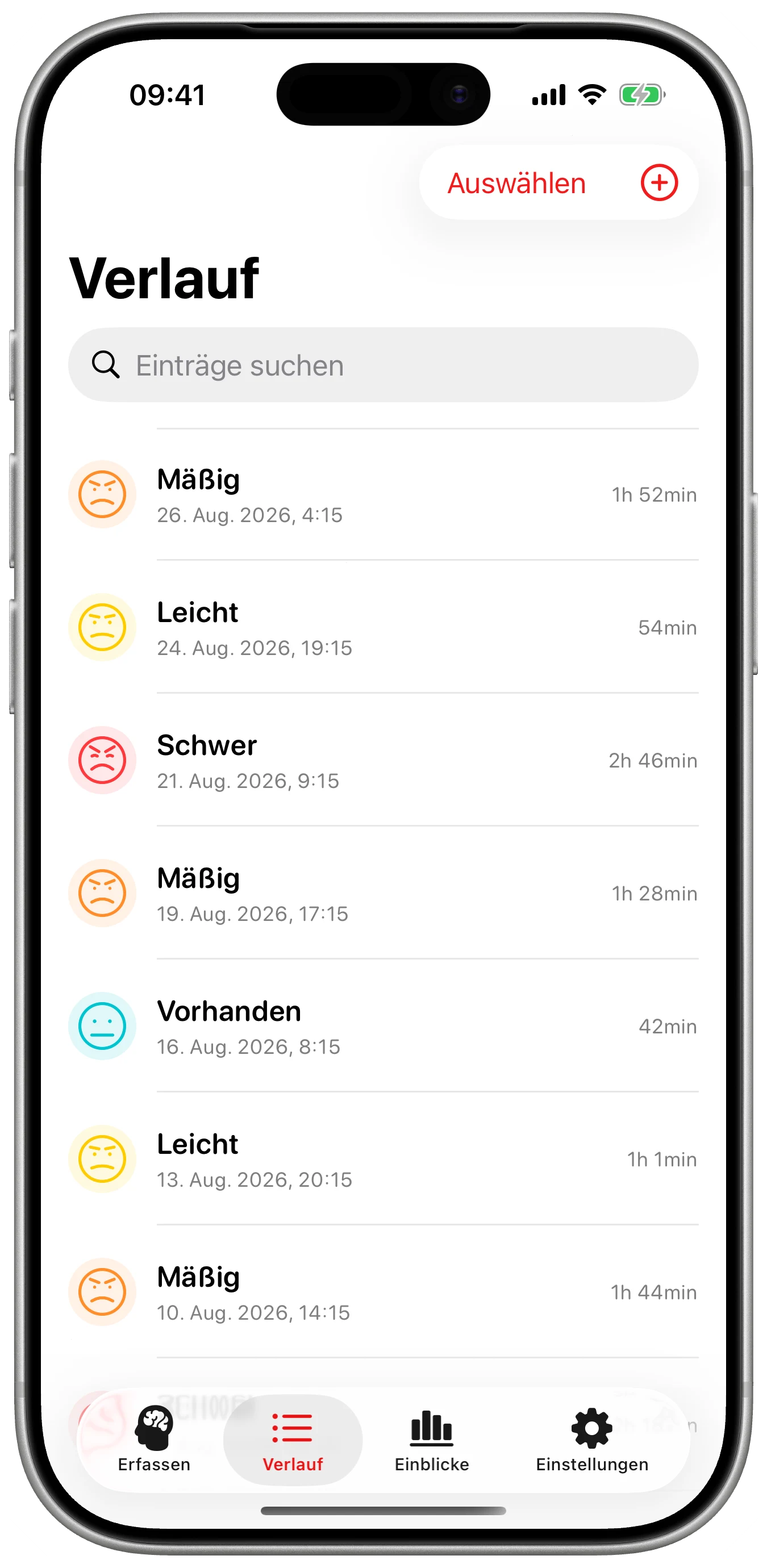 Ein Verlauf, der gern leer bleiben darf in Cefalea für iPhone