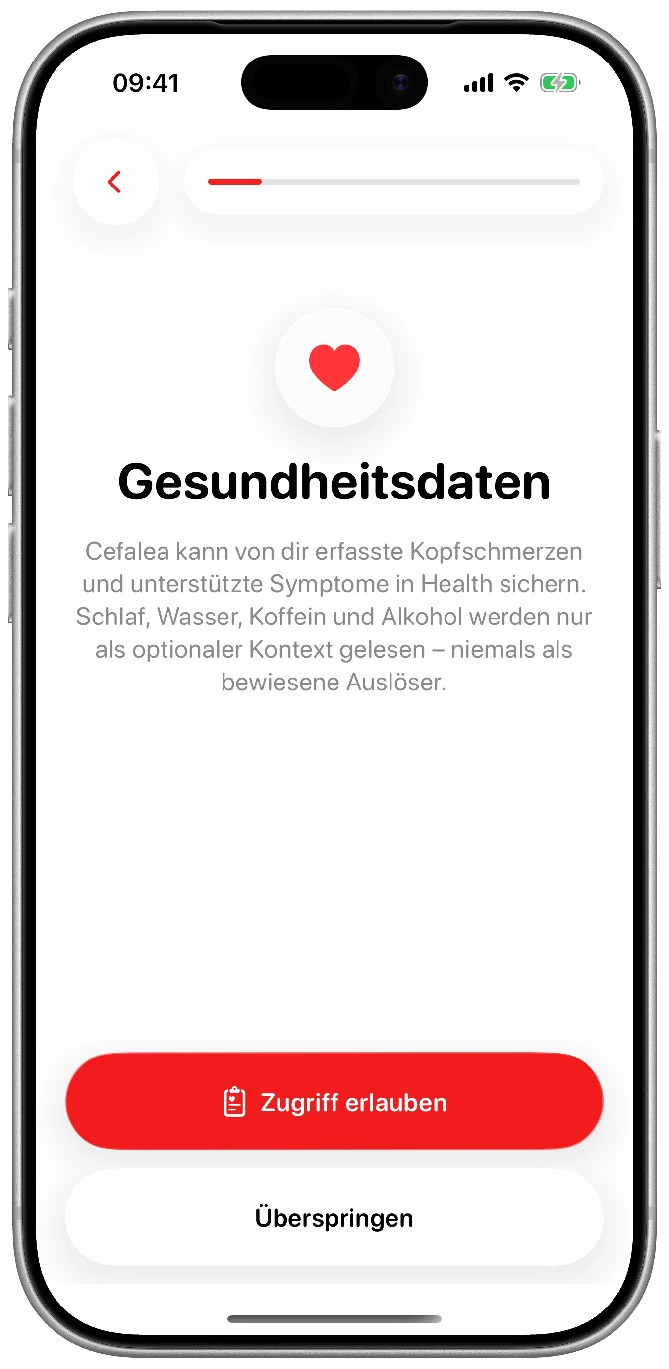 Health, nur mit Erlaubnis in Cefalea für iPhone