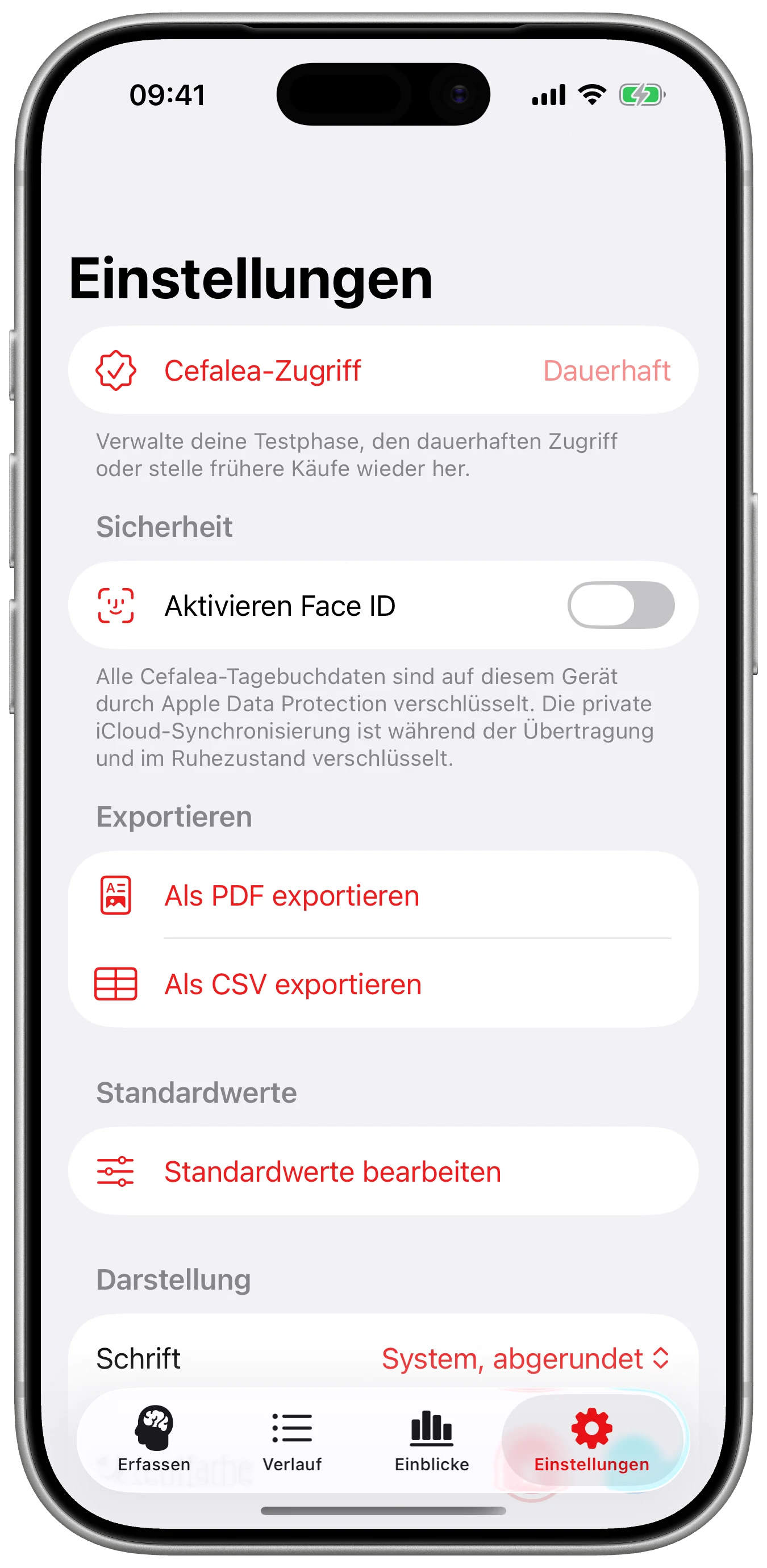 Die App nach deinen Wünschen in Cefalea für iPhone