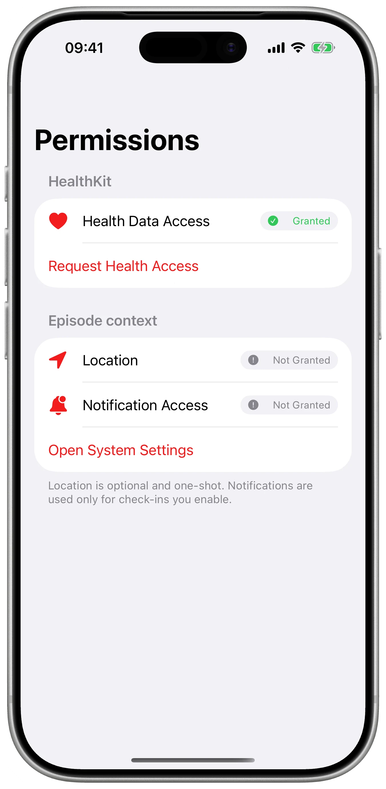 Permissions remain visible shown in Cefalea for iPhone