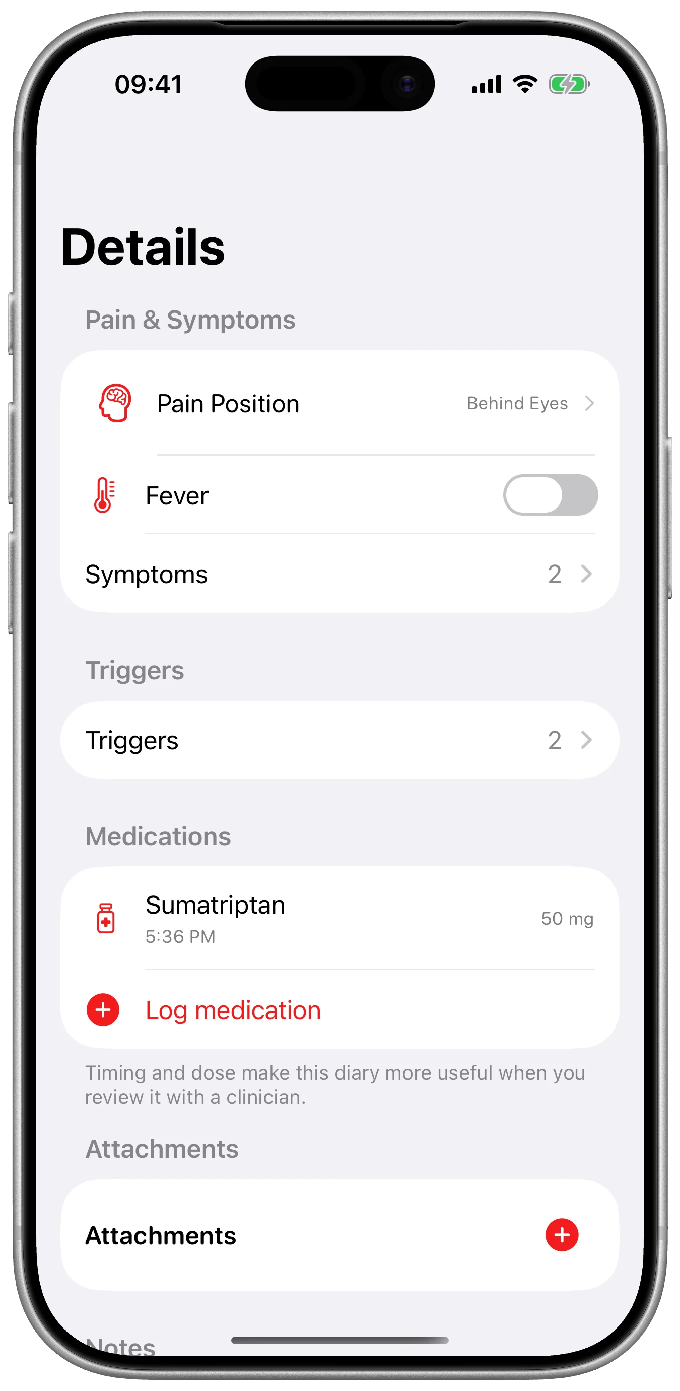 Context, at your pace shown in Cefalea for iPhone