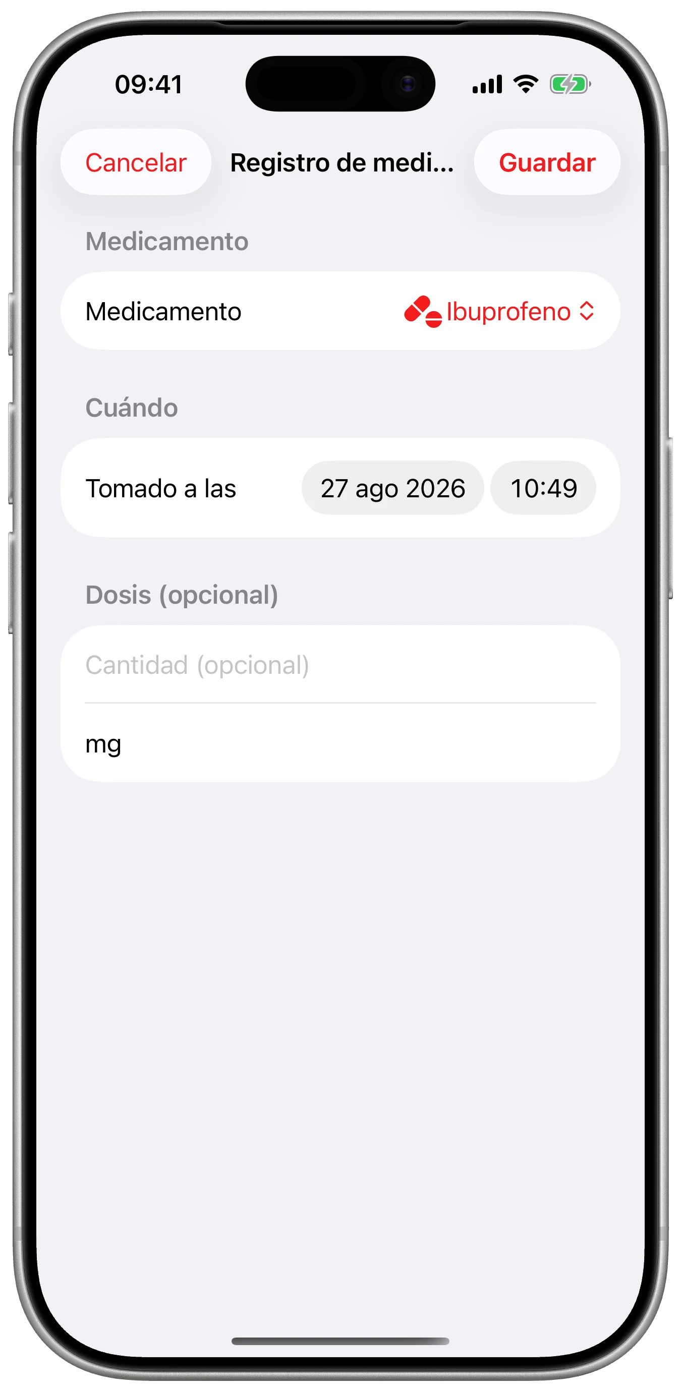 Medicación en el momento correcto en Cefalea para iPhone