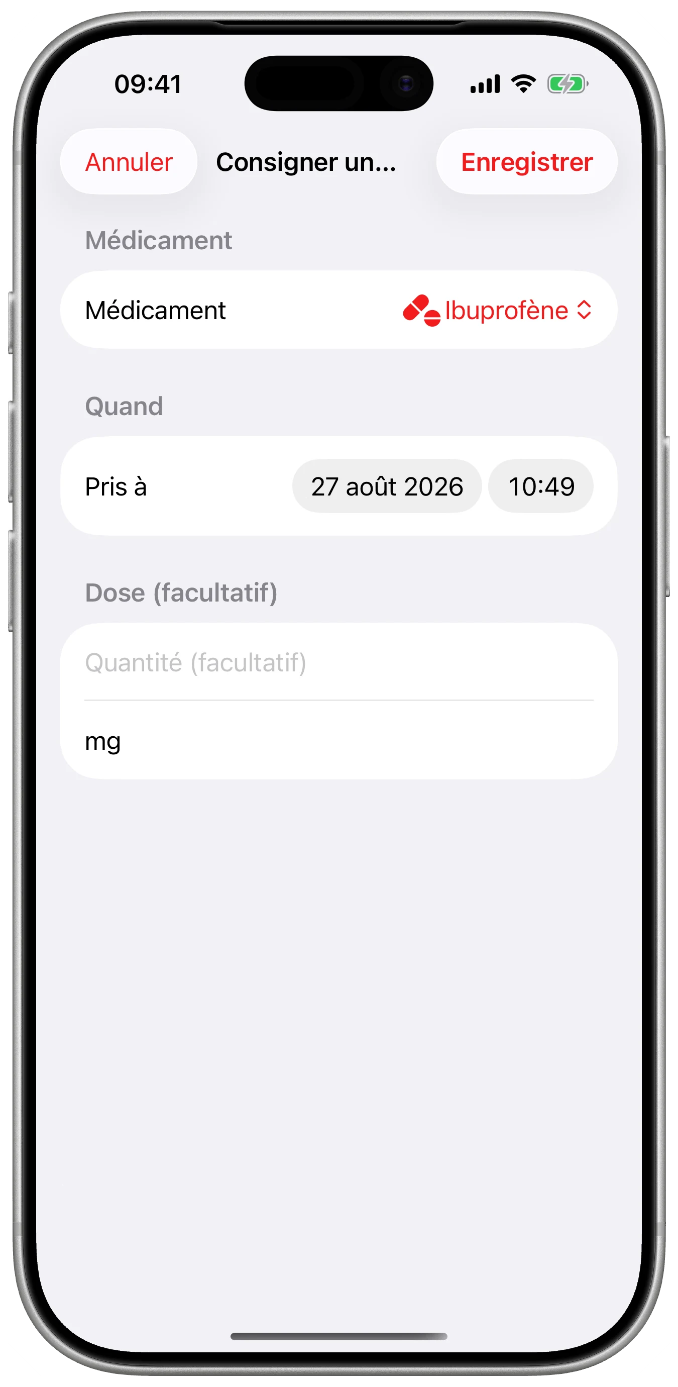 Le médicament au bon moment dans Cefalea pour iPhone
