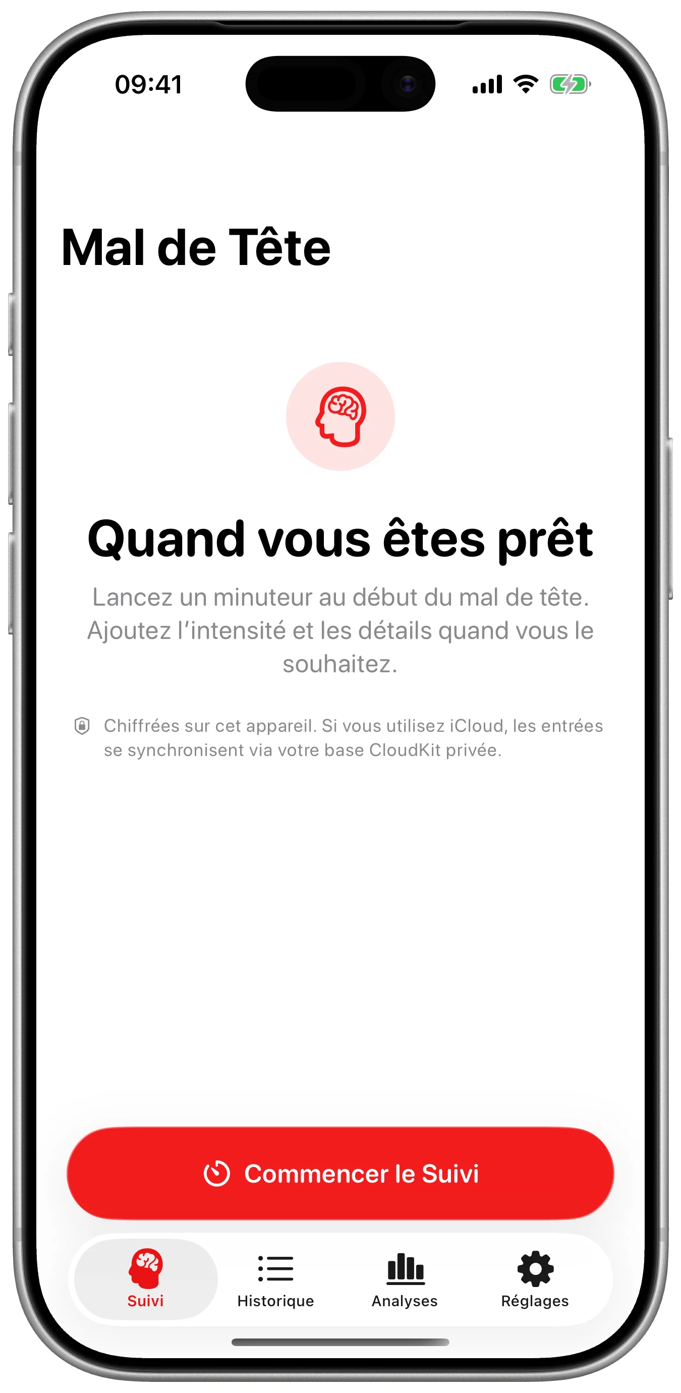 Prêt quand cela commence dans Cefalea pour iPhone