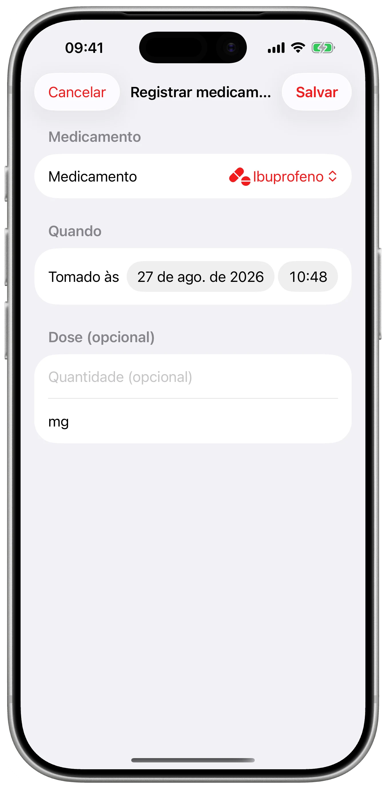 Medicamento na hora certa no Cefalea para iPhone
