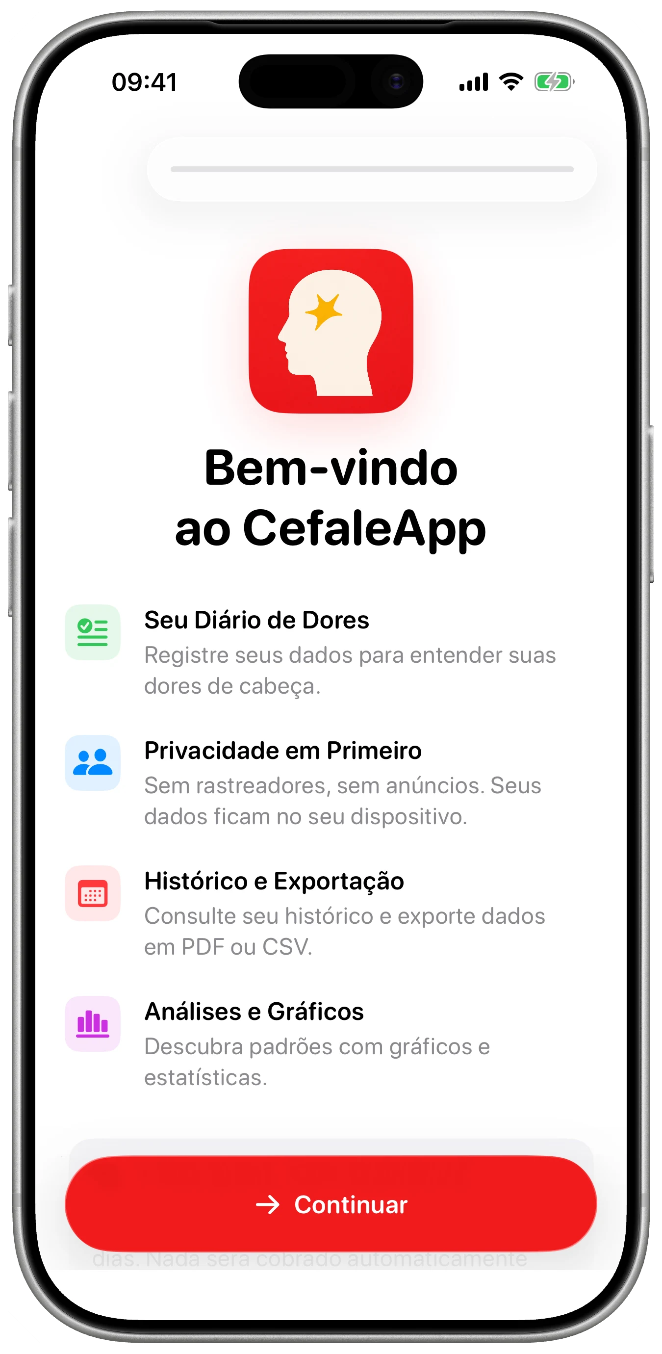 Uma chegada tranquila no Cefalea para iPhone