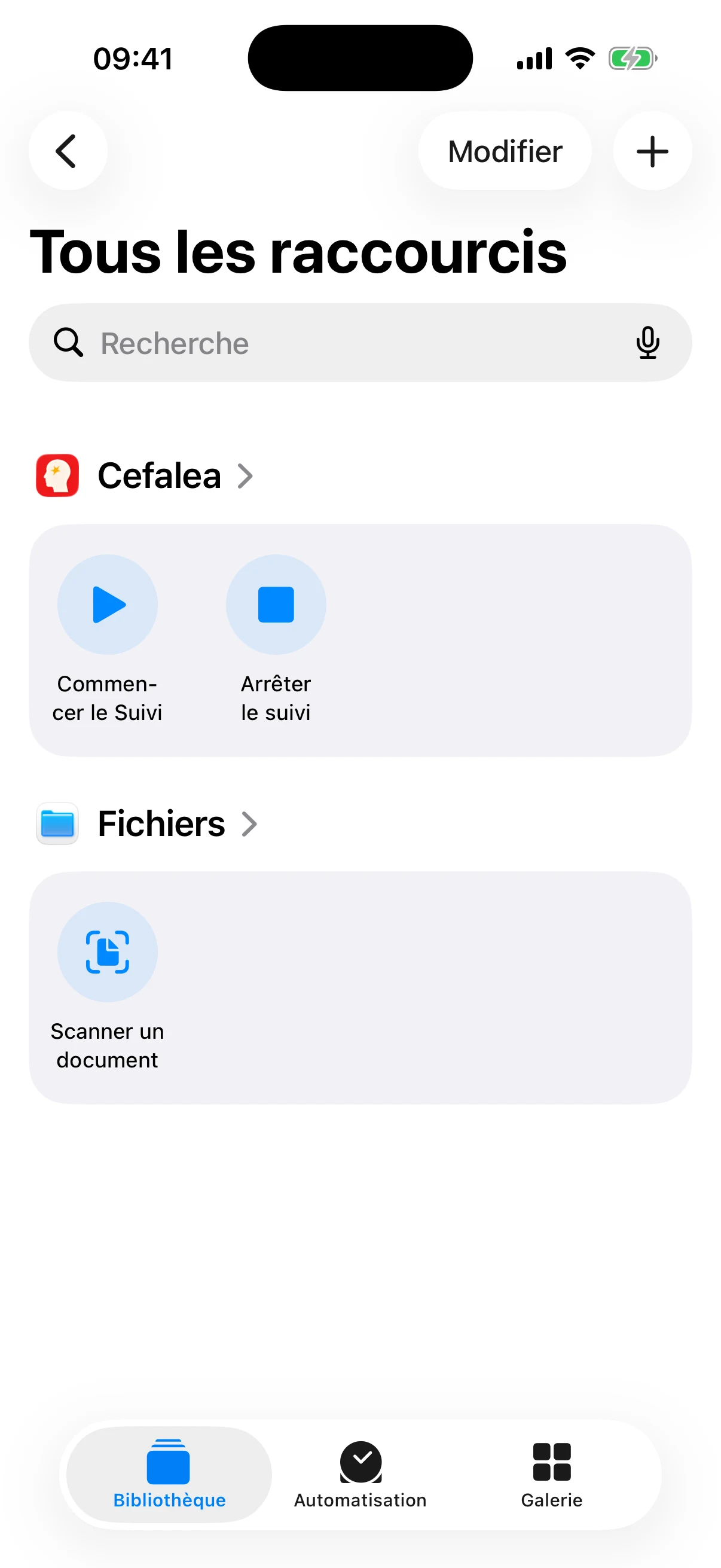 Raccourcis, Siri et Apple Intelligence dans Cefalea pour iPhone